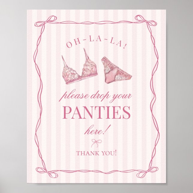 Póster Pink Lingerie Bachelorette Panties Please Sign (Frente)