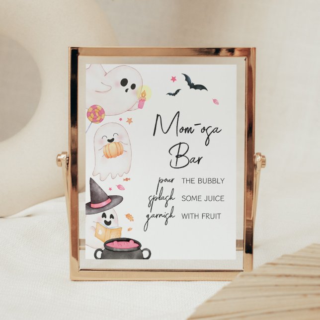Póster Pink Little Boo Halloween Mom Osa Bar (Pink Little Boo Baby Shower Mom Osa Bar Sign)