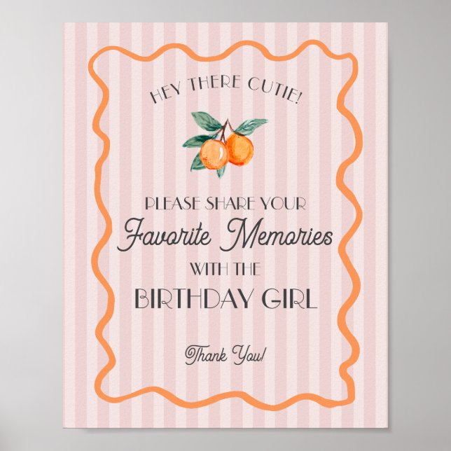 Póster Pink Little Cutie Citrus Favorito Memory Birday (Frente)