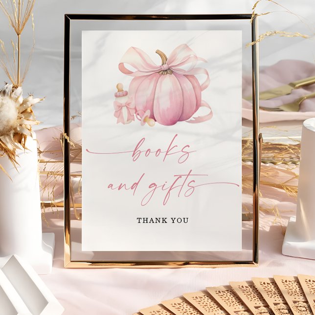 Póster Pink Little Pumpkin Books and Gifts Baby Shower (Subido por el creador)