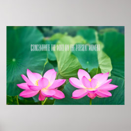 Póster Pink Lotus Couple Inspiration Pair Pond Green Leaf