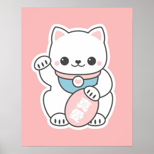Póster Pink Maneki Neko