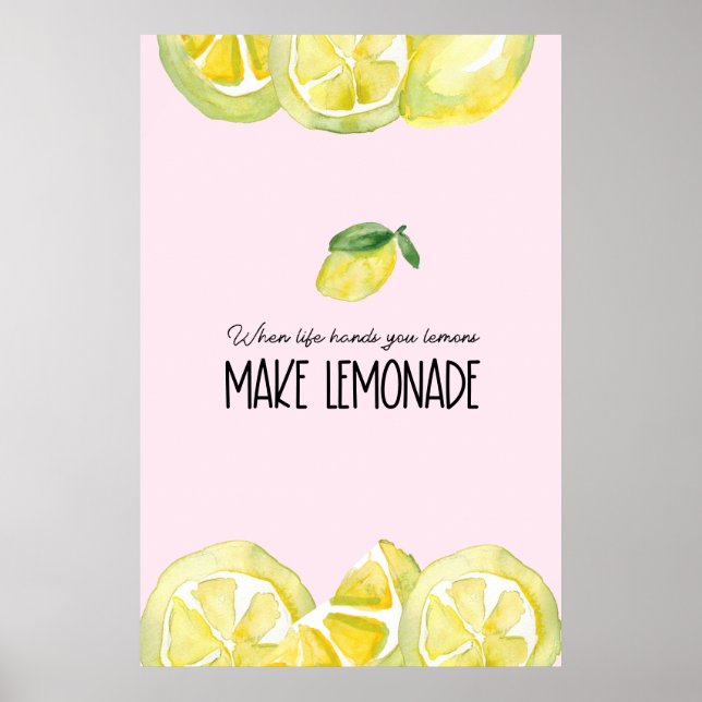 Póster PinK Manos de vida limones Hacer cita de limonada (Frente)