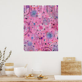 Póster Pink Maximalist Abstract Art 