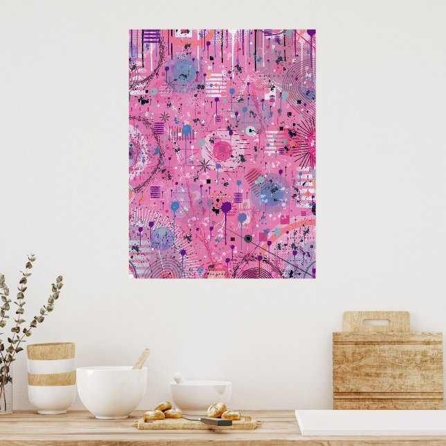 Póster Pink Maximalist Abstract Art  (Cocina)