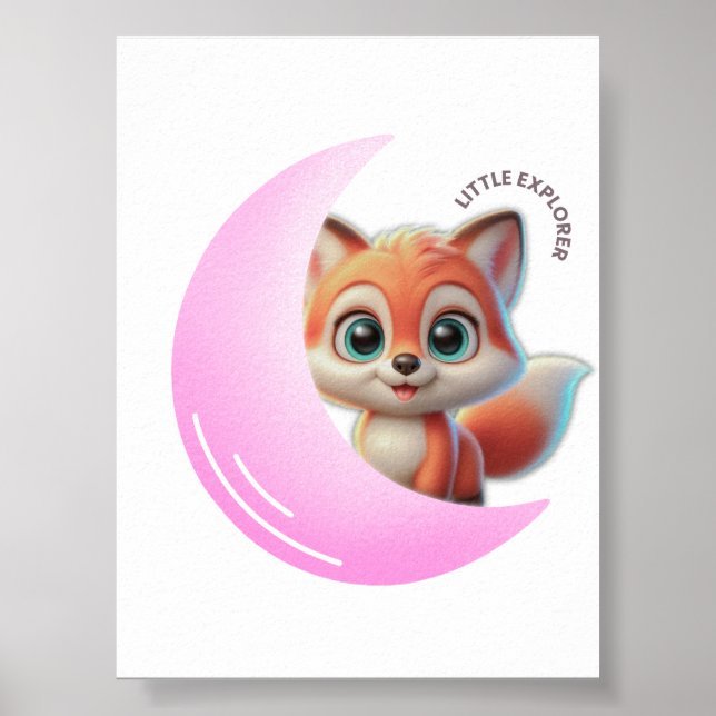 Póster Pink Moon Fox Wall Art (Frente)