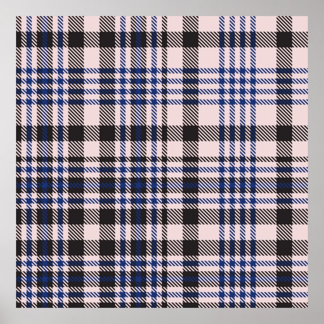 Póster Pink Navy Glen Plaid texturizado patternabina sin  (Frente)
