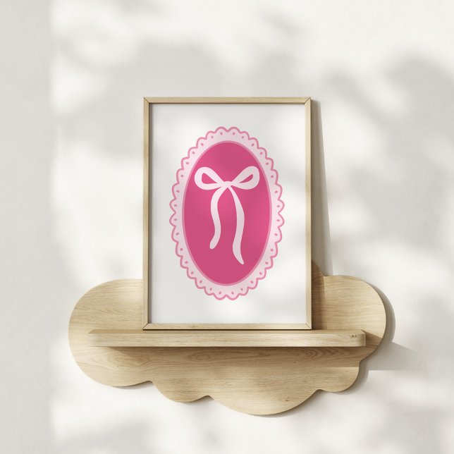 Póster Pink Nursery Art - Coquette Oval Frame & Bow (Subido por el creador)