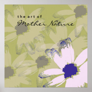 Póster Pink Olive Green Daisy Floral Art