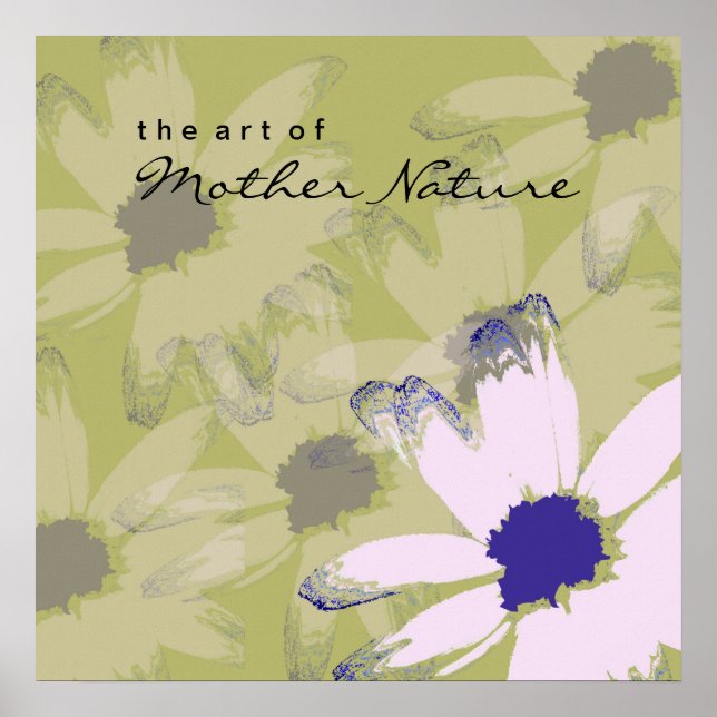 Póster Pink Olive Green Daisy Floral Art (Frente)