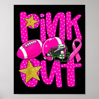 Póster Pink out football pink ribbon breast cancer