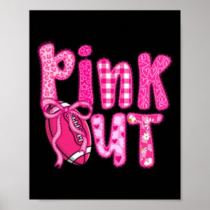 Póster Pink Out Footll Bow Preppy Sensibilización sobre e