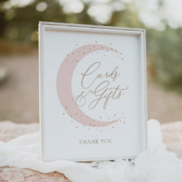 Póster Pink Over the Moon Baby Shower Cards and Gifts