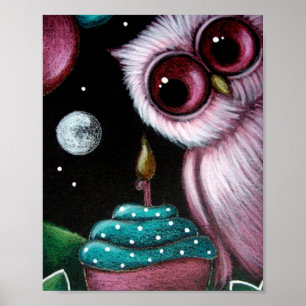 Póster PINK OWL SU Poster CUPCAKE CUMPLEAÑOS