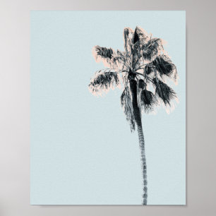 Póster Pink Palm Tree Mint Sky Retro Wall Art Poster