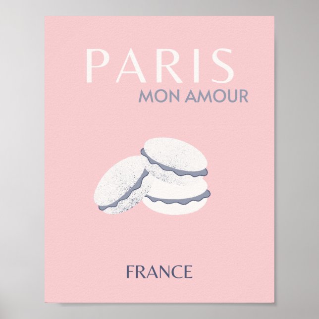 Póster Pink Paris Travel Art Pastel Preppy Macarons (Frente)