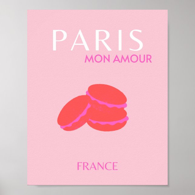 Póster Pink Paris Travel Art Preppy Macarons  (Frente)