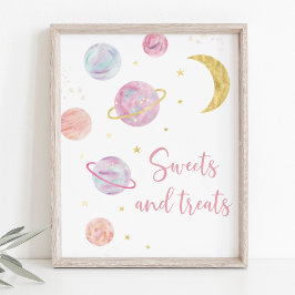 Póster Pink Pastel Galaxy Space Sweet Tratos Fiesta Rótul