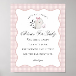 Póster Pink Pastel Little Boo Ghost Advice for Baby Sign