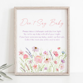 Póster Pink Pastel Wildflower No digas juego del bebé