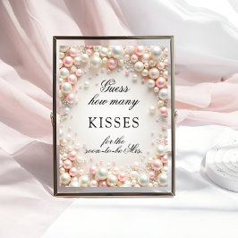 Póster Pink Pearls Cuántos Kiss Juega De Ducha Bridal