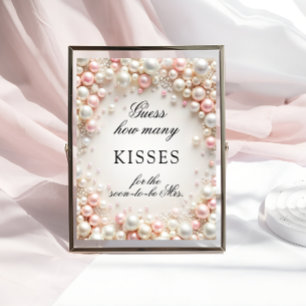 Póster Pink Pearls Cuántos Kiss Juega De Ducha Bridal