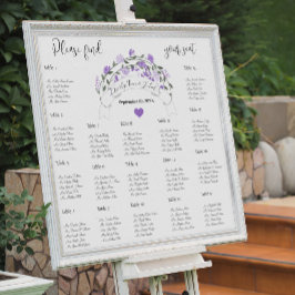Póster Pink Peonies Wedding Seating Chart 17 Tables