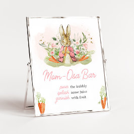 Póster Pink Peter Rabbit Baby Shower Mom Osa Bar