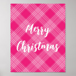 Póster Pink Plaid Merry Christmas