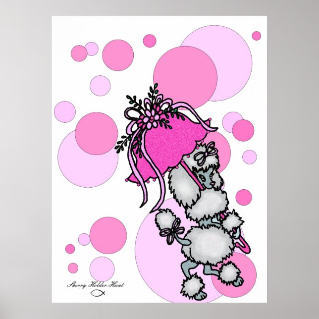 Póster Pink Polk-a-dot Poodle (Frente)