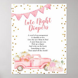 Póster Pink Pumpkin Truck Late Night Diaper Sign