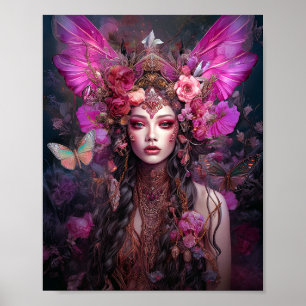 Póster Pink Purple Fairy Queen Fantasy Art