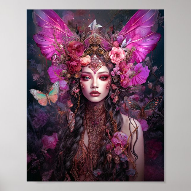 Póster Pink Purple Fairy Queen Fantasy Art (Frente)