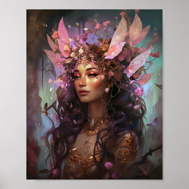 Póster Pink Purple Fairy Queen Fantasy Art (Frente)