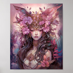 Póster Pink Purple Fairy Queen Fantasy Art