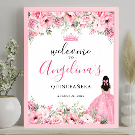 Póster Pink Quinceanera Welcome Sign