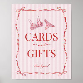 Póster Pink & Red Heart Lingerie Shower Cards & Gifts