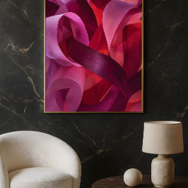 Póster Pink Ribbon Art – Elegant Modern valentine's day