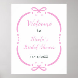 Póster Pink Ribbon Bridal Shower Welcome