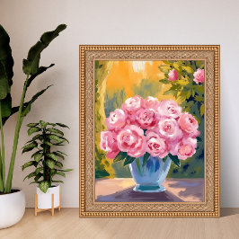 Póster Pink Rose Bouquet | Watercolor Floral Vase