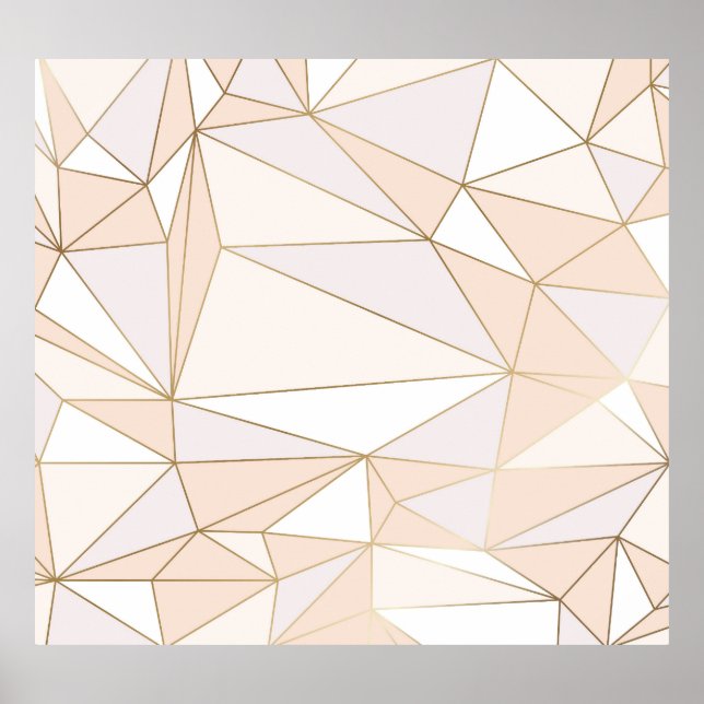Póster Pink Rosegold: Resumen de lujo geométrico (Frente)