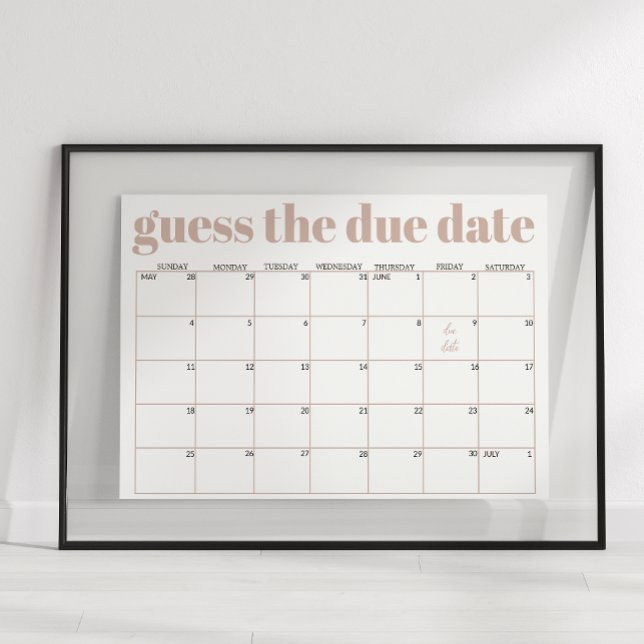 Póster Pink Sandstone Typography Baby Shower Guess Date (Subido por el creador)