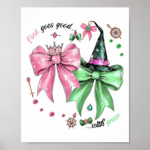 Póster Pink se vuelve bueno con Green Funny Walloween Wit