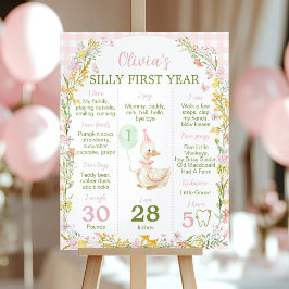 Póster Pink Silly Goose Floral Birthday Milestone Sign