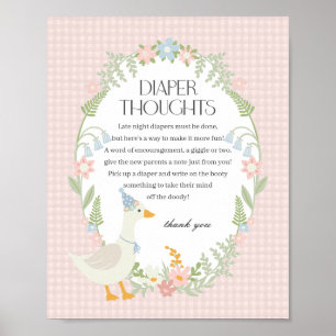 Póster Pink Silly Goose Floral Gingham Diaper Thoughts