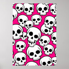 Póster Pink Skull Pattern Poster