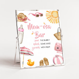 Póster Pink Splish Splash Baby Shower Mom Osa Bar