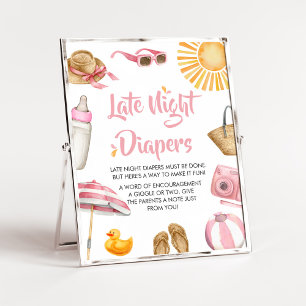 Póster Pink Splish Splash Baby Shower Tarde Noche Diapers