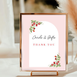 Póster Pink Strawberry Baby Shower Tabletop Sign