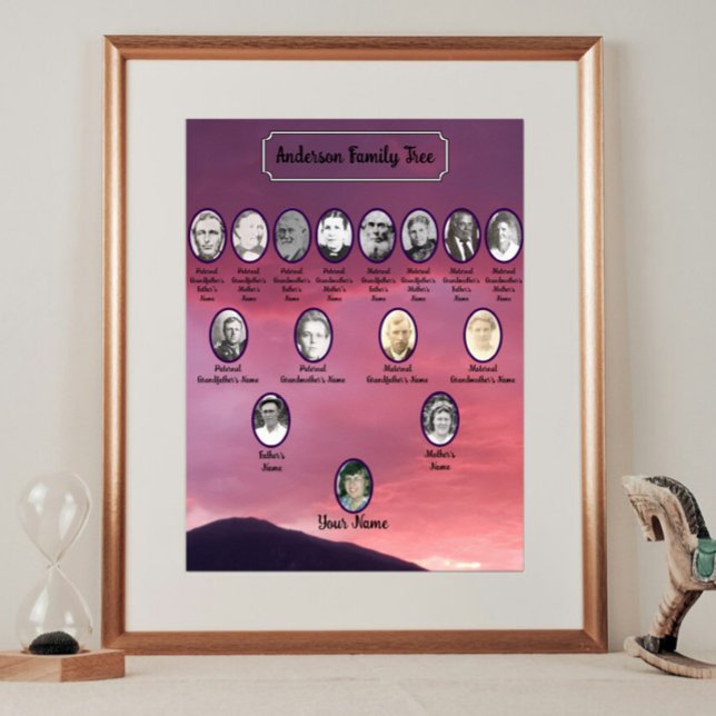 Póster Pink Sunset Sky Over Mountain Oval Ancestor Photos (Subido por el creador)